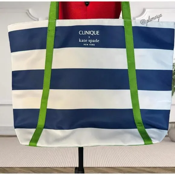 Clinique x Kate Spade Striped Tote Bag Summer Women's Beach Nautical - Picture 1 of 3